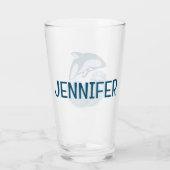 Cute blue dolphin glas (Achterkant)