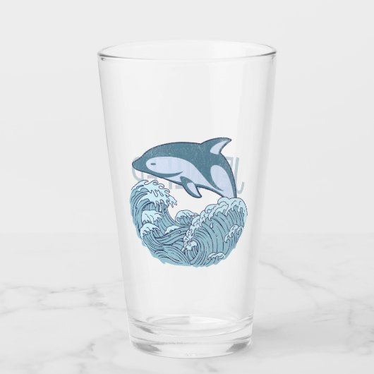 Cute blue dolphin glas (Voorkant)