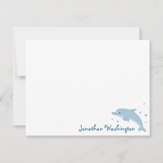 Cute Blue Dolphin Note Card Notitiekaartje (Voorkant)