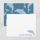 Cute Blue Dolphin Note Card Notitiekaartje (Voorkant / Achterkant)