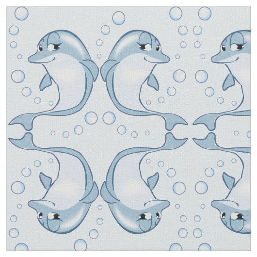 Cute Blue Dolphins Pattern Stof (Close Up)