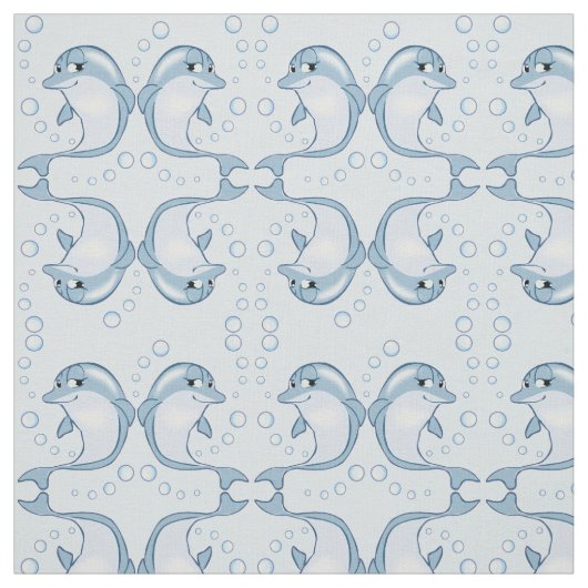 Cute Blue Dolphins Pattern Stof (Swatch)