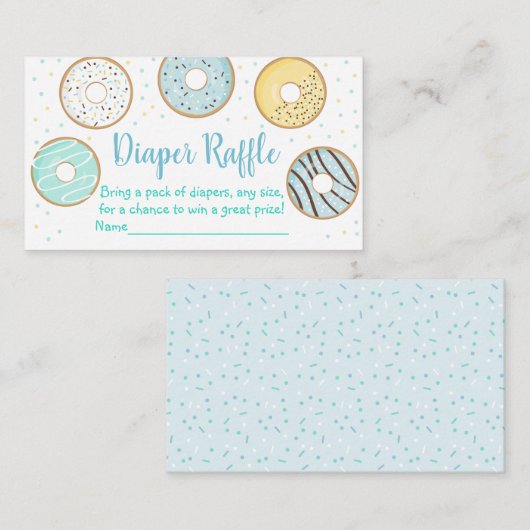 Cute Blue Donut Baby shower Diaper Raffle-kaarten Informatiekaartje (Voorkant / Achterkant)