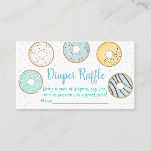 Cute Blue Donut Baby shower Diaper Raffle-kaarten Informatiekaartje (Voorkant)