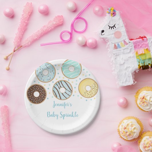 Cute Blue Donut Baby Sprinkle Papieren Bordje (Feest)