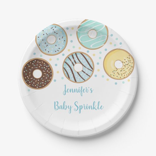 Cute Blue Donut Baby Sprinkle Papieren Bordje (Voorkant)