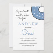 Cute Blue Donut Boy die een eerste verjaardag draa Kaart (Voorkant)