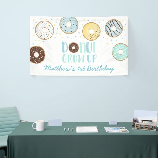 Cute Blue Donut groeit op zaterdag Spandoek (Beurs)