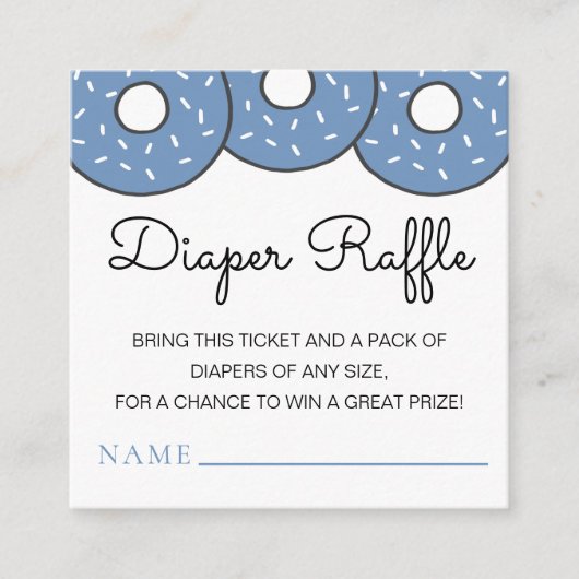 Cute Blue Donuts Baby shower Diaper Raffle Informatiekaartje (Voorkant)