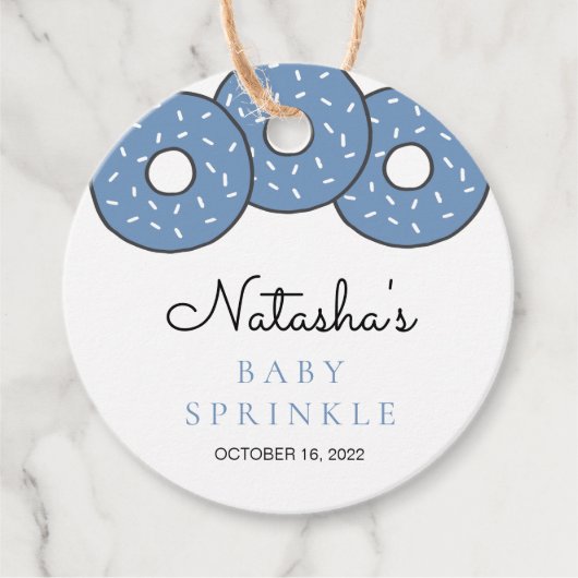 Cute Blue Donuts Baby shower Sprinkle Bedankjes Labels (Voorkant)