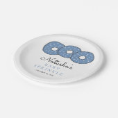 Cute Blue Donuts Baby shower Sprinkle Papieren Bordje (Gekanteld)