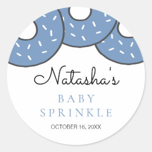 Cute Blue Donuts Baby shower Sprinkle Ronde Sticker