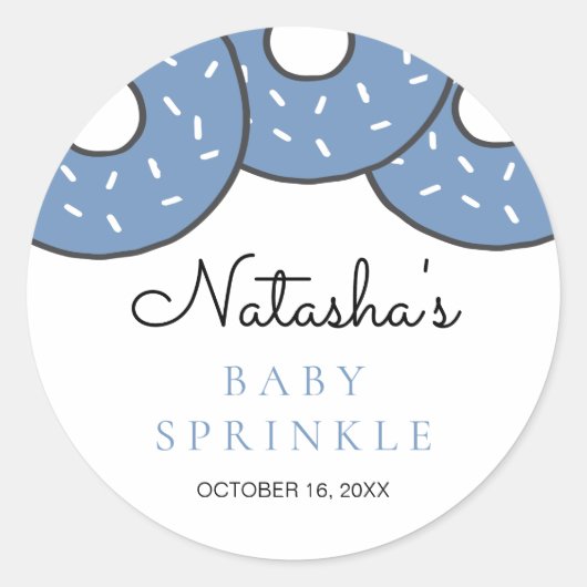 Cute Blue Donuts Baby shower Sprinkle Ronde Sticker (Voorkant)