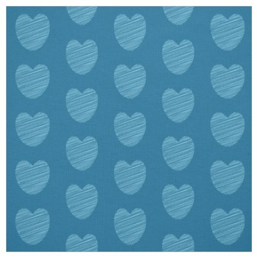 Cute Blue Doodle Heart Patroon Stof (Swatch)