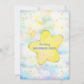 Cute Blue Dragon Baby shower Invitation Kaart (Achterkant)