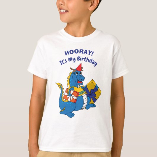 Cute Blue Dragon Birthday T-shirt (Voorkant)