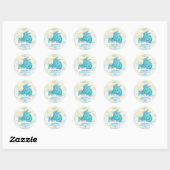 Cute Blue Dragon Boys Baby shower Sticker (Vel)