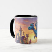 Cute Blue Dragon Fantasy Coffee Mug  Mok (Voorkant links)