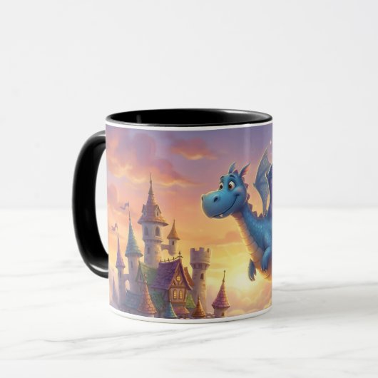 Cute Blue Dragon Fantasy Coffee Mug  Mok (Voorkant links)
