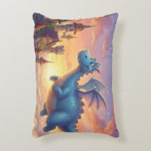 Cute Blue Dragon Flying Over Castle Accent Kussen (Voorkant(Verticaal))