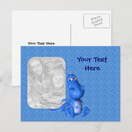Cute Blue Dragon Photo Briefkaart (Voorkant / Achterkant)