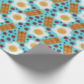 Cute Blue Eggs Bacon Strawberries Blueberries  Cadeaupapier (Hoek)
