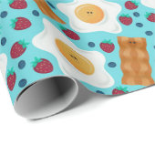 Cute Blue Eggs Bacon Strawberries Blueberries  Cadeaupapier (Rol Hoek)