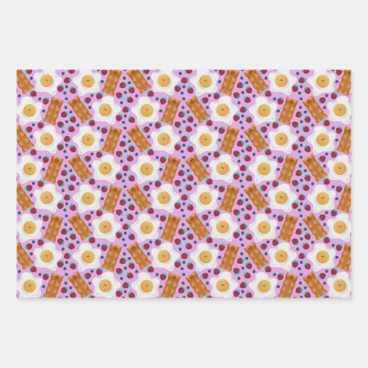 Cute Blue Eggs Bacon Strawberries Blueberries  Inpakpapier Vel (Voorkant 3)