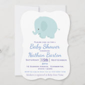 Cute Blue Elephant and Stippen Boy Baby shower Kaart (Voorkant)