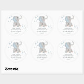 Cute Blue Elephant Baby shower Favor Sticker (Vel)