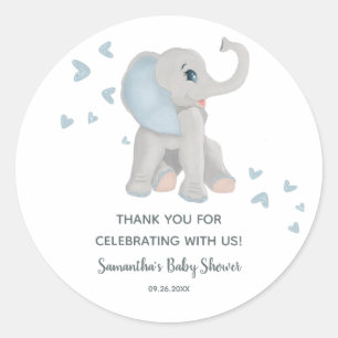 Cute Blue Elephant Baby shower Favor Sticker