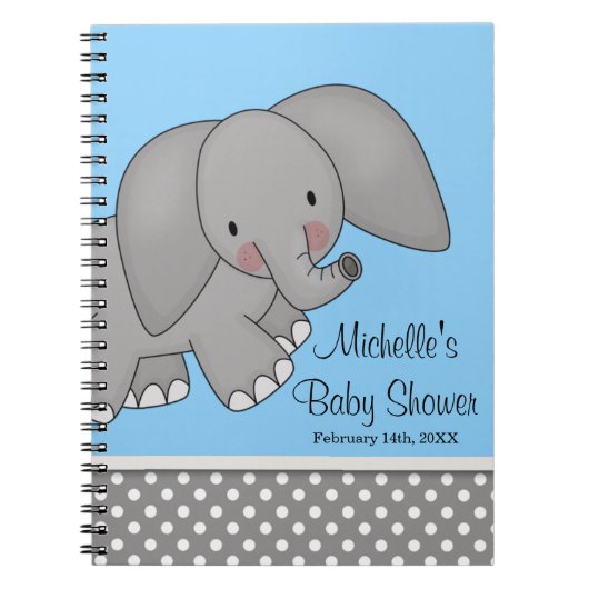 Cute Blue Elephant Baby shower Guest Book Notitieboek (Voorkant)