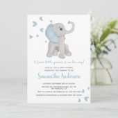 Cute Blue Elephant Baby shower Waterverf Kaart (Staand voorkant)