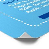 Cute Blue Elephant & Balloons Baby Party Flyer Poster (Hoek)