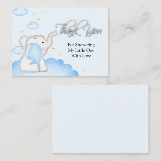 Cute Blue Elephant Bedankt Notitiekaartje (Voorkant / Achterkant)