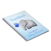 Cute Blue Elephant Boy Baby shower Guestbook Notitieboek (Rechterzijde)