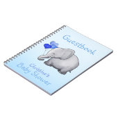 Cute Blue Elephant Boy Baby shower Guestbook Notitieboek (Linkerzijde)