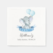 Cute Blue Elephant Boy Baby Shower Napkins Servet (Voorkant)