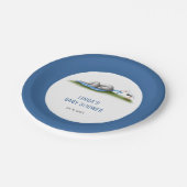 Cute Blue Elephant Boy Baby shower Papieren Bordje (Gekanteld)