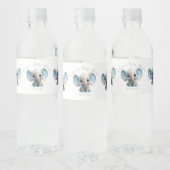 Cute Blue Elephant Boy Baby shower Waterfles Etiket (Flessen)