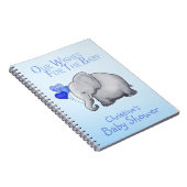 Cute Blue Elephant Boy Baby shower wenst Baby Notitieboek (Rechterzijde)