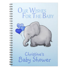 Cute Blue Elephant Boy Baby shower wenst Baby Notitieboek