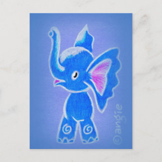 Cute Blue Elephant Briefkaart