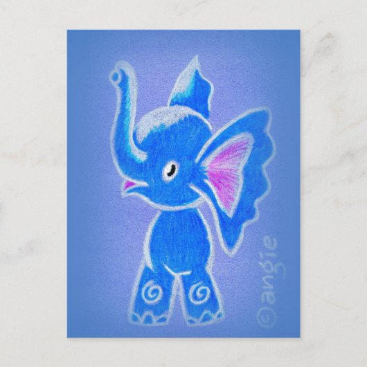 Cute Blue Elephant Briefkaart (Voorkant)