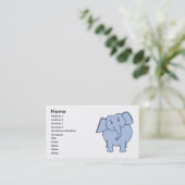 Cute Blue Elephant Cartoon. Visitekaartje (Staand voorkant)