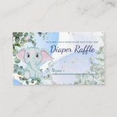 Cute Blue Elephant Eucalyptus Diaper Raffle Game Informatiekaartje (Voorkant)