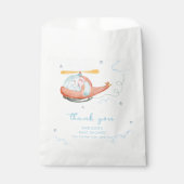 Cute Blue Elephant Helicopter Airplane Baby Shower Bedankzakje (Voorkant)