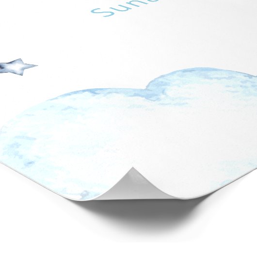 Cute Blue Elephant Helicopter Baby Shower Welcome Poster (Hoek)