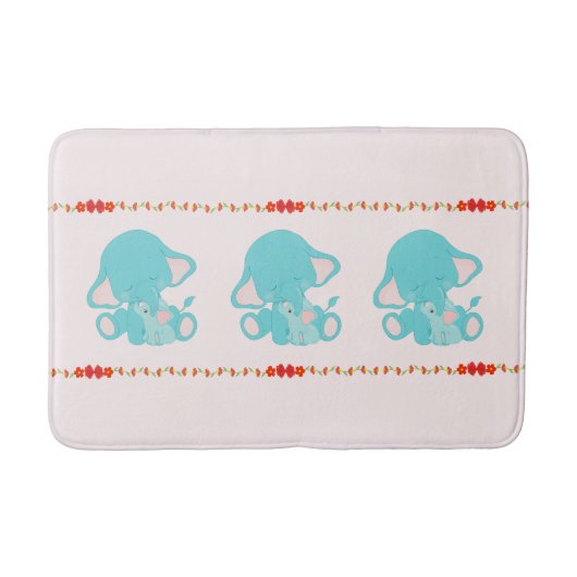 Cute Blue Elephant Kinder Baby Nursery Badmat (Voorkant)