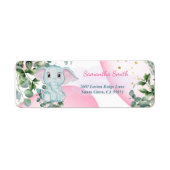 Cute Blue Elephant met Eucalyptus Address Etiket (Voorkant)